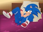  4:3 anus balls bed bedroom blush butt furniture genitals jackofak looking_at_viewer male penis solo sonic_the_hedgehog sonic_the_hedgehog_(series) 