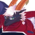  1:1 anthro bovid caprine clothed clothing eyewear glasses goat green_eyes hair horn male mammal miake021 solo tanngrisnir_(tas) tokyo_afterschool_summoners topwear video_games white_hair 