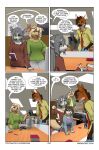 3d_background anthro bird_dog blonde_hair blue_bottomwear blue_clothing blue_eyes blue_jacket blue_pants blue_topwear book bottomwear box breasts brown_hair brown_markings canid canine canis chair cheek_tuft cleavage clothed clothing colored comic computer container cup desk dialogue digital_media_(artwork) dipstick_tail domestic_dog dress duo ear_piercing electronics english_text eyewear facial_tuft female fennec_fox fist_bump floppy_ears fox foxboy83 fur furniture gesture glasses gloves_(marking) golden_retriever goldie_(vixen_logic) green_clothing green_shirt green_topwear grey_bottomwear grey_clothing grey_hair grey_pants group hair hi_res holding_container holding_cup holding_object hunting_dog inner_ear_fluff inside jacket jewelry kangaroo long_hair macropod male mammal maned_wolf manuel_(vixen_logic) marble_(vixen_logic) marble_fox markings marsupial necktie open_clothing open_jacket open_topwear pants pen pendant phone piercing printer purple_clothing purple_dress purple_eyes red_body red_clothing red_fox red_fur red_necktie red_shirt red_topwear retriever shaded shirt speech_bubble standing table tail tail_markings tan_body tan_fur text tootaloo topwear trio true_fox tuft vixen_logic white_body white_fur yellow_clothing yellow_eyes yellow_shirt yellow_topwear zerda_(vixen_logic)