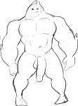  2019 balls big_muscles black_and_white blue_body elfein epic_games fortnite genitals goo_creature hi_res humanoid humanoid_genitalia humanoid_penis male monochrome muscular muscular_male navel not_furry pecs penis rippley simple_background solo standing video_games white_background 