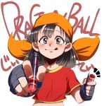  1girl :p bandana black_eyes black_hair blush copyright_name crop_top dragon_ball dragon_ball_gt highres looking_at_viewer marker midriff pan_(dragon_ball) sen_(aypj8447) short_hair simple_background smile solo tongue tongue_out white_background 