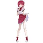  1girl android bangs closed_mouth doll_joints dorothy_haze eyebrows_visible_through_hair frilled_skirt frills full_body girls_frontline haijin lifted_by_self looking_at_viewer official_art pink_eyes pink_hair pleated_skirt puffy_short_sleeves puffy_sleeves red_footwear red_neckwear red_skirt robot robot_joints shirt short_hair short_sleeves skirt skirt_lift solo transparent_background va-11_hall-a white_shirt 