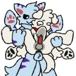 abdominal_bulge anthro canid canine carrying_another carrying_partner carrying_position changed_(video_game) duo low_res male male/male mammal mushroomwolf squid_dog_(changed) thumbnail x-ray_view