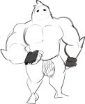  2019 big_muscles black_and_white bulge clothing elfein epic_games fingerless_gloves fortnite gloves goo_creature handwear hi_res humanoid male monochrome muscular muscular_male not_furry pecs rippley simple_background solo standing video_games white_background 