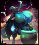 anthro balls big_breasts big_penis black_body blue_body blue_skin breasts dnp101 dragon erection genitals gynomorph halloween hi_res holidays huge_breasts huge_penis humanoid_genitalia humanoid_penis hyper hyper_breasts hyper_genitalia hyper_penis intersex magic_user mythological_creature mythological_scalie mythology nightshade_(dragonofdarkness1992) penis scalie solo tail thick_thighs witch