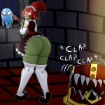 1:1 absurd_res angry assisted_exposure big_butt blue_body blue_eyes blush blush_lines broom brown_clothing brown_dress brown_footwear brown_shoes butt cleaning_tool clenched_teeth clothed clothing dress elebrruno empty_eyes exposed_butt female footwear goblin goblin_cleanup goo_creature green_body green_lipstick green_skin hair hi_res holding_broom holding_cleaning_tool holding_object huge_butt humanoid humanoid_pointy_ears legwear lipstick looking_back maid_headdress maid_uniform makeup mimic mimic_chest no_underwear onomatopoeia pointy_ears ponytail rear_view red_hair shoes solo sound_effects teeth text thick_thighs thigh_highs torn_clothing torn_dress uniform white_clothing white_eyes white_legwear white_sleeves white_thigh_highs wide_eyed wide_hips