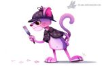  cryptid-creations felid footprint magnifying_glass mammal pantherine pink_panther solo text url 