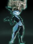 absurd_res breasts female genitals hi_res human humanoid hydrocity imp looking_at_viewer mammal markings midna nintendo nude nude_female one_fang pointy_ears pussy short_stack simple_background smile smiling_at_viewer solo standing the_legend_of_zelda twili twilight_princess