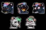 3:2 american_opossum angry anthro chibi disgust duo emoji emote emoticon female fetishame halo hyena low_res male mammal marsupial one_eye_closed simple_background spotted_hyena virginia_opossum wink