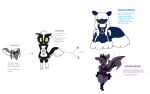 ambiguous_gender anthro black_body black_fur blue_body blue_fur blue_text clothed clothing directional_arrow english_text evolutionary_family fakemon feral fur gloves_(marking) green_eyes grey_body grey_fur grey_text group hair hair_over_eyes hi_res holding_own_tail inner_ear_fluff innscentress leg_markings long_hair looking_at_viewer maid_uniform maisuki mammal markings mephitid narrowed_eyes purple_body purple_fur purple_text raised_tail simple_background skunk skunkleen smelly smile socks_(marking) standing stink_fumes stink_lines tail text theonetruesinner thick_thighs tuft uniform white_background white_body white_fur white_hair white_inner_ear_fluff whoremone