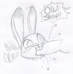  2018 animal_genitalia animal_penis blush briskby buckteeth canine_penis dialogue disembodied_penis disney duo english_text female genitals judy_hopps knot lagomorph leporid male male/female mammal penis penis_bite rabbit simple_background sketch teeth text white_background zootopia 