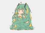  chibi gray green_eyes green_hair hatsune_miku kitsune_no_ko long_hair nude twintails vocaloid watermark 