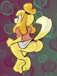 animal_crossing anthro barefoot bottomwear butt canid canine canis clothed clothing clothing_lift domestic_dog feet female hi_res isabelle_(animal_crossing) mammal marchharedraws nintendo paws rear_view shih_tzu sitting skirt skirt_lift solo tail tail_under_skirt toy_dog
