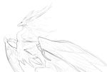  2020 absurd_res ambiguous_gender digital_media_(artwork) dragon feathered_dragon feathered_wings feathers feral hi_res horn kassillea monochrome simple_background sketch solo white_background wings 