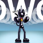 ambiguous_gender anthro bell bell_collar black_body bodily_fluids bulge cat_tail clothing collar dripping ears_up glistening glistening_body gold_(metal) goo_creature hi_res human humanoid latex latex_clothing latex_skinsuit living_latex male mammal null_bulge onomatopoeia owo paw_shoes paws red_collar reflective_body round_head rubbori sillyseacreatur simple_background simple_face skinsuit solo sound_effects sticky sweat tail text tight_clothing