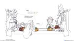 anthro bite_mark blush dinner dinner_table eating eating_food english_text family female group hi_res hickey humanoid hylian male mammal mineru nintendo princess_zelda rauru_(tears_of_the_kingdom) sonia_(tloz) tears_of_the_kingdom text the_gentle_giant the_legend_of_zelda url zonai zonai_clothing