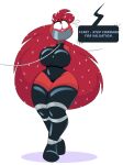 absurd_res anthro bdsm bondage bound clothing collar duct_tape duct_tape_gag female flaky_(htf) gag hands_behind_back happy_tree_friends hi_res latex latex_clothing latex_legwear latex_leotard latex_thigh_highs leash legs_tied legwear leotard mammal porcupine red_body restraints rodent rope rope_bondage solo tape tempson thigh_highs