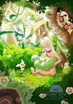  bird blush_stickers bonsly bush butterfree celebi closed_mouth commentary_request cutiefly day egg flower grass hatching highres hoothoot kecleon kon&#039;iro_(godzilla0725) no_humans outdoors pichu pokemon pokemon_(creature) pokemon_egg pokemon_focus ribombee serperior signature sitting smile sudowoodo tree watermark 