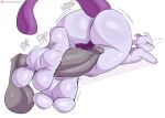 2025 2_toes anthro balls big_butt big_penis big_tail black_outline blush bodily_fluids butt digital_drawing_(artwork) digital_media_(artwork) disembodied_genitalia disembodied_penis duo ellipsis erection feet foot_fetish foot_focus foot_play footjob generation_1_pokemon genitals glans glistening glistening_arms glistening_butt glistening_feet glistening_toes hi_res huge_butt huge_penis jinu legendary_pokemon looking_back lying male male/male mewtwo motion_lines mouthless nintendo nude nude_anthro nude_male on_front outline patreon penile penis perineum pokemon pokemon_(species) purple_balls purple_perineum purple_tail rear_view sex shadow simple_background soles sweat sweatdrop tail text toes url white_background wobbling