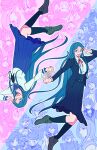  6+boys 6+girls :3 :d absurdres ahoge akamatsu_kaede amami_rantaro android barbed_wire black_neckerchief blood blood_splatter blue_background blue_eyes blue_hair blue_sailor_collar blue_skirt blue_socks blunt_bangs blush blush_stickers breasts chabashira_tenko choker cleavage closed_mouth commentary danganronpa_(series) danganronpa_v3:_killing_harmony dark-skinned_female dark-skinned_male dark_skin double_v dual_persona english_commentary eyelashes facial_hair fingernails glasses goggles goggles_on_head gokuhara_gonta green_shoes hair_ornament hair_over_one_eye hair_ribbon hairband half-closed_eyes hand_on_headwear harukawa_maki hat highres holding hoshi_ryoma iruma_miu jacket k1-b0 kneehighs long_hair long_skirt long_sleeves mask medium_hair mole mole_under_mouth momota_kaito mouth_mask multiple_boys multiple_girls musical_note musical_note_hair_ornament neck_ribbon neckerchief necktie official_alternate_costume oma_kokichi open_clothes open_jacket open_mouth outline phantomorrow pink_background pink_blood ribbon saihara_shuichi sailor_collar school_uniform serafuku shinguji_korekiyo shirogane_tsumugi shirt shoes short_hair skirt smile socks spoilers sweatdrop teeth tojo_kirumi twintails two-tone_background upper_teeth_only upside-down v very_short_hair white_outline white_shirt yonaga_angie yumeno_himiko zipper 
