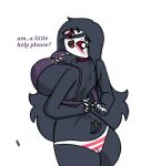 anthro big_breasts big_butt blush bra breasts butt clothing english_text female helluva_boss octavia_(helluva_boss) pace-maker panties small_waist solo text thick_thighs underwear wide_hips