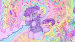abstract_background anthro bodily_fluids clothing colored colorful_background colorful_eyes crying cutie_mark equid equine eyewear fan_character female glasses hair hasbro hooves horse kneeling larvaecandy mammal my_little_pony pony purple_body purple_eyes purple_hair raining solo tail tears vylet vylet_pony wearing_glasses wings wiping_tears