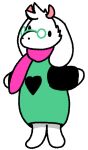 animated anthro bovid caprine clothing dancing deltarune dot_eyes eyewear fur glasses goat heart_symbol horn male mammal ralsei robe scarf silly simple_eyes solo stinkvali undertale_(series) white_body white_fur