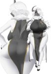 2025 absol absurd_res anthro anthrofied big_breasts big_butt biped black_claws black_clothing black_dress black_footwear black_horn black_nose black_shoes black_tail blade blade_tail breasts butt chva claw_fingers claws clothed clothing colored curvy_figure cute_fangs digital_media_(artwork) dress eye_through_hair eyelashes fangs female female_anthro finger_claws footwear front_view full-length_portrait fully_clothed fur generation_3_pokemon grey_body grey_sclera grey_skin hair hair_over_eye hand_on_hip hi_res horn huge_breasts kemono looking_at_viewer looking_back looking_back_at_viewer mammal monotone_body monotone_fur monotone_hair monotone_tail multicolored_body multiple_images navel_outline neck_tuft nintendo open_mouth pink_tongue pokemon pokemon_(species) pokemorph portrait rear_view shaded sideless_dress simple_background solo standing tail tail_blade teeth three-quarter_portrait tongue translucent translucent_hair tuft two_tone_body voluptuous weapon_tail white_background white_body white_fur white_hair wide_hips yellow_eyes