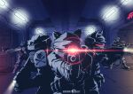 2021 aiming aiming_weapon anthro ape armor boots canid canine clothing corridor digital_media_(artwork) domestic_cat domestic_pig felid feline felis female flashlight footwear fox gerovort gloves gorilla group gun handwear haplorhine kerchief laser laser_gun logo lynx male mammal nintendo pirate pointing_gun pouch_(clothing) primate ranged_weapon shoes signature star_fox suid suine sus_(pig) visor weapon