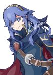  1girl armor blue_eyes blue_hair cape closed_mouth dated fire_emblem fire_emblem_awakening hair_between_eyes highres long_hair long_sleeves looking_at_viewer lucina_(fire_emblem) red_cape ryoto_soukyuu shoulder_armor signature smile solo upper_body white_background 
