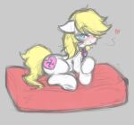 2024 absurd_res aryanne_(character) ather_os bedroom_eyes blonde_mane blue_eyes blush collar cutie_mark digital_drawing_(artwork) digital_media_(artwork) earth_pony equid equine fan_character female feral fluffy fluffy_tail fur hasbro heart_symbol hi_res hooves horse long_tail looking_at_viewer lying mammal mane my_little_pony narrowed_eyes on_side pillow pony seductive simple_background smile solo swastika tail tongue tongue_out white_body white_fur yellow_tail