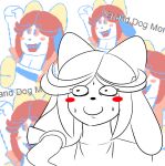 2016 7_grand_dad accessory anthro blush blush_stickers bodily_fluids bow_ribbon bust_portrait canid canine canis centered_hair_bow closed_smile constricted_pupils digital_drawing_(artwork) digital_media_(artwork) domestic_dog english_description english_text female hair hair_accessory hair_bow hair_ribbon hi_res holly_applebee humor mammal mother_(lore) mouth_closed parent_(lore) pixel_(artwork) portrait pupils ribbons small_pupils smile solo sweat sweatdrop text theycallhimcake