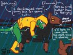 anthro bestiality bodily_fluids bovid caprine clothing coat crotch_breasts cum cum_in_vagina cum_inside duo female feral genital_fluids genitals hug hugging_another hugging_from_behind lizard male male/female male_on_feral mammal outside penis qwaxi~lixard rainboots_(qwaxi~lixard) raincoat raincoat_only reptile scalie sheep topwear