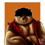  1:1 2018 anthro black_nose brown_body brown_fur clothing fur hi_res kenobear male mammal overweight overweight_male shirt simple_background solo topwear ursid 