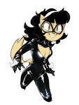  anthro black_cat_(marvel) breasts cleavage clothed clothing dbaru domestic_cat felid feline felis female fully_clothed invalid_color kitty_katswell leather mammal marvel mask nickelodeon smile solo t.u.f.f._puppy tight_clothing zipper 
