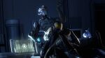 16:9 3_fingers alien anthropsychocratis armor bioware dominant dominant_female duo electronic_arts female fingers headgear helmet hi_res leg_wrap legs_around_head looking_at_viewer male mass_effect nude quarian turian weapon widescreen