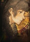 1girl artist_name brown_hair commentary ear_piercing face_piercing fear_&amp;_hunger_(series) fear_&amp;_hunger_2:_termina from_side highres long_hair marina_(fear_&amp;_hunger) mouth_piercing parted_lips piercing purple_eyes solo stained_glass toxic_nugget 