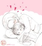  2girls absurdres age_difference blush closed_eyes highres jewelry lying midriff multiple_girls navel onee-loli original pale_color pillow short_hair spooning takeno_(takenoo2) yuri 