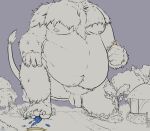 aetheryte_crystal ambiguous_gender anthro belly crush duo extreme_size_difference fairypuppers fantasy felid final_fantasy final_fantasy_xiv handheld_micro hrothgar macro male male/ambiguous mammal micro size_difference slightly_chubby slightly_chubby_male square_enix