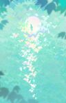  1girl artist_name bug butterfly dress highres huhv. leaf long_hair nature original outdoors plant scenery silhouette solo standing watermark web_address 
