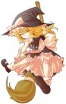  1girl alphes_(style) apron black_dress black_hair blonde_hair bow broom broom_riding closed_mouth commentary_request dairi dress full_body hat hat_bow kirisame_marisa large_variant_set parody pointing pointing_at_viewer puffy_sleeves sash shirt short_sleeves solo style_parody tachi-e touhou transparent_background variant_set waist_apron witch_hat yellow_eyes 