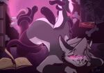anal anal_penetration ankle_grab anthro armwear bodily_fluids bone book canid canid_demon canine clothing clothing_aside collar demon dresser duo eviesdumb furniture genital_fluids grimoire held_up hellhound helluva_boss hi_res holding_tail kneeling leg_grab legwear loona_(helluva_boss) male male/male mammal mythological_canine mythological_creature mythology penetration piercing portal poster precum precum_on_ground red_eyes restrained skeleton spiked_collar spikes tail tentacle_in_ass tentacle_penetration tentacles thigh_highs thigh_highs_only