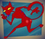 2025 3_toes 4_fingers abstract_background alternate_version_at_paywall anthro biped bubble_butt butt cartoon_network casual_nudity colored courage_the_cowardly_dog curling_tail curvy_figure digital_drawing_(artwork) digital_media_(artwork) dipstick_ears domestic_cat ear_markings feet felid feline felis fingers flat_colors fur gavanzude gesture glance glancing_back glistening glistening_butt hand_gesture hi_res katz_(courage_the_cowardly_dog) lines_drawn looking_at_viewer looking_back looking_back_at_viewer male mammal multicolored_ears nude paws pecs pinup pose purple_ear_tips purple_nose purple_stripes raised_finger raised_index_finger rear_view red_body red_fur running running_away signature solo stripes surprise surprised_expression surprised_face surprised_look tail toes yellow_sclera