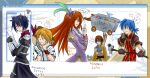  1girl 4boys alchemist_(ragnarok_online) anger_vein animal_ears animal_skull assassin_cross_(ragnarok_online) azlia bird black_gloves black_hair black_shirt blonde_hair blue_eyes blue_hair brown_cape brown_capelet brown_coat brown_gloves brown_hair cape capelet cat_boy cat_ears character_name character_select chinese_commentary closed_eyes closed_mouth coat commentary_request cowboy_shot cursor dress falcon fingerless_gloves frown gloves holding holding_paper holding_staff hunter_(ragnarok_online) jacket juliet_sleeves long_hair long_sleeves looking_at_another multiple_boys open_mouth orange_hair paper potion priest_(ragnarok_online) puffy_sleeves pullcart purple_dress ragnarok_online red_eyes red_shirt shirt short_hair short_sleeves smile spoken_anger_vein spoken_squiggle squiggle staff white_cape white_jacket wizard_(ragnarok_online) 
