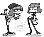 3_toes 4_fingers anthro beanie bedroom_eyes bent_over black_beanie black_clothing black_hat black_headwear black_nose black_toeless_stockings bottomwear canid canine canis censor_bar censored censored_breasts censored_genitalia censored_vulva clothing collar digital_media_(artwork) dipstick_tail domestic_dog exclamation_point feet female fifi_(somemf) fingers fur gesture glistening_eyelids grey_bottomwear grey_clothing grey_ears grey_eyelids grey_hair grey_jacket grey_shorts grey_tail_tip grey_text grey_topwear hair hand_gesture hand_on_knee hand_on_leg hand_on_own_knee hand_on_own_leg hat headgear headwear highlights_(coloring) jacket leaning leaning_backward looking_aside mammal markings multicolored_tail narrowed_eyes navel poodle round_nose seductive shadow shorts simple_background smile solo standing tail tail_markings tail_motion tailwag teeth_showing thatkattyoinky toeless_legwear toeless_stockings toes topwear two_tone_tail v_sign white_background white_body white_fur white_tail