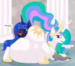 anal anal_penetration anal_vore anus arceus_tummy ball_gag belly big_belly blue_body blue_hair blush cutie_mark duo endosoma equid equine female female/female feral friendship_is_magic gag hair hasbro hi_res horn horse incest_(lore) mammal multicolored_hair my_little_pony mythological_creature mythological_equine mythology nude open_mouth penetration pony princess_celestia_(mlp) princess_luna_(mlp) safe_vore sibling_(lore) simple_background sister_(lore) sisters_(lore) soft_vore tail text vore white_body winged_unicorn wings