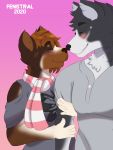  2020 3:4 absurd_res anthro blush boop breasts canid canine canis clothing digital_media_(artwork) domestic_dog duo female fur german_shepherd hair herding_dog hi_res holidays male mammal nsfwfenistral pastoral_dog smile valentine&#039;s_day wolf 