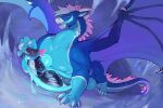 balls blue_balls blue_body blue_eyes blue_markings blue_penis bodily_fluids cock_vore dragon drooling duo erection famir feral fur genitals hi_res humanoid_genitalia humanoid_penis internal licking licking_lips licking_own_lips male mane markings membrane_(anatomy) membranous_wings muscular muscular_feral muscular_male mythological_creature mythological_scalie mythology open_mouth open_smile penile penis pink_mane pupils saliva scalie slit_pupils smile spread_wings tongue tongue_out vein veiny_penis vore white_body white_fur white_wings winged_arms wings