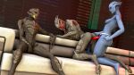 16:9 3d_(artwork) 4k absurd_res alien anal anal_penetration asari bioware digital_media_(artwork) dildo electronic_arts female from_behind_position furniture genitals group hi_res male male/female male_penetrated mass_effect masturbation nude object_in_ass pegging penetration penis serenityunited sex sex_toy sex_toy_in_ass sex_toy_insertion sex_toy_penetration sitting sofa toying_partner trio turian vaginal vaginal_masturbation widescreen