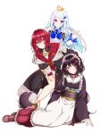  3girls :3 absurdres ange_katrina ange_katrina_(1st_costume) animal_ears animal_hair_ornament animal_on_head ankle_boots apron arm_support armband bird bird_on_head black_boots black_coat black_collar black_sash blue_armband blue_eyes blue_hair blue_neckerchief blue_skirt blue_thighhighs blunt_bangs blush boots brown_boots brown_hair brown_kimono brown_tail buttons cardigan clawed_boots closed_mouth coat collar collared_shrug colored_inner_hair commentary_request crossed_bangs dog_ears dog_girl dog_tail double-breasted dress flower frilled_apron frilled_skirt frilled_sleeves frills full_body grey_outline grin group_picture hair_between_eyes hair_flower hair_intakes hair_ornament hair_over_shoulder hand_on_own_hip hand_on_own_thigh hands_up heterochromia high-waist_skirt highres inui_toko inui_toko_(1st_costume) japanese_clothes kimono knee_boots lace-up_boots layered_skirt leaning_forward legs_apart legwear_garter light_smile lize_helesta lize_helesta_(1st_costume) long_hair long_sidelocks long_skirt long_sleeves looking_at_viewer low_twintails maid maid_headdress medium_hair miniskirt monocle multicolored_hair multiple_girls neckerchief nijisanji obi obiage obijime off_shoulder on_head outline pleated_skirt purple_eyes red_cardigan red_eyes red_hair red_skirt ribbed_shirt sanbaka_(nijisanji) sash sebastian_piyodore shigure_(sigre) shirt shirt_tucked_in short_dress shrug_(clothing) sidelocks simple_background sitting skirt sleeves_past_wrists smile split_mouth standing streaked_hair tail thighhighs triangle_hair_ornament twintails two-tone_hair very_long_hair virtual_youtuber wa_maid waist_apron white_apron white_background white_boots white_dress white_hair white_headdress white_shirt white_shrug white_skirt yellow_bird yellow_eyes yokozuwari zettai_ryouiki 